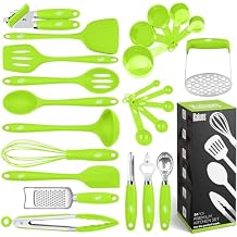 Kaluns Silicone Kitchen Utensils Set 24 Pcs Silicone Cooking Utensils Set - Can Opener, Masher, Turner, Spatula 446F Heat Resistant Non-Stick - Premium Silicone and Stainless Steel Utensil Set