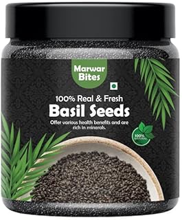 MarwarBites Raw Basil Seeds/Sabja Tukmaria Seeds for Weight Management Reduce body heat Seeds for Eating 500gm