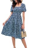 Kormei Women's Square Neck Summer Boho Floral Puff...
