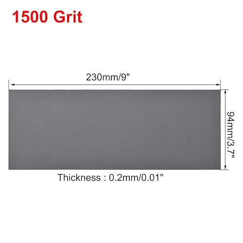 Miniatura 3 de uxcell Hojas de lijado de grano 1500 de 9 x 3.6 pulgadas, papel de lija de carburo de silicio seco húmedo para muebles de madera, pulido de metal,
