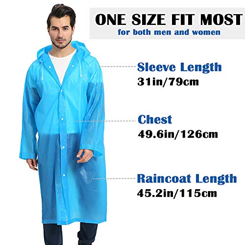Opret 2 Pack Portable Eva Raincoats For Adults, Reusable Rain Ponchos With Hoods And Sleeves Lightweight Raincoats, Perfect For Outdoor Activities, Blue #TOP1