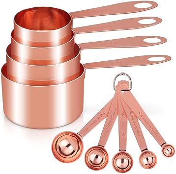 Cuteefun Measuring Cups and Spoons Set of 9, Stainless Steel Handle