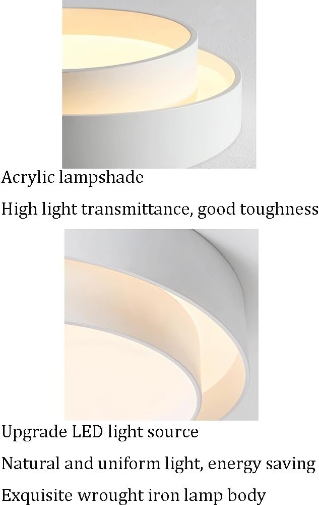 RCIDOS Energy Saving Office Ceiling Light Minimalist LED Lamp Shade Round Acrylic Close To Flush Mount Ceiling Light Fixture Laundry Room Three-Color Dimming Atmosphere Ceiling Lamp For Bedroom Kitche