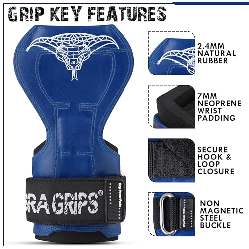 Image of Cobra Grips Weight Lifting Gloves with Adjustable Neoprene Padded Wrist Wraps - Heavy Duty Alternative to Power Lifting Hooks for Deadlifts