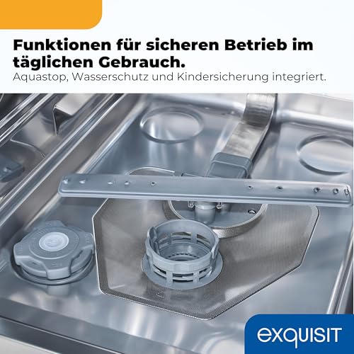 Exquisit Geschirrspüler GSP9109-450D schwarz | 9 Maßgedecke | 4 Programme | Eco 10 L | Startzeitvorwahl | LED-Anzeige | Aquastop