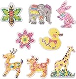 LIHAO 8X Bügelperlen Platten Stiftplatten Transparent Tiere Steckplatten mit bunten Papiervorlagen für Bügelperlen Kinder Basteln DIY