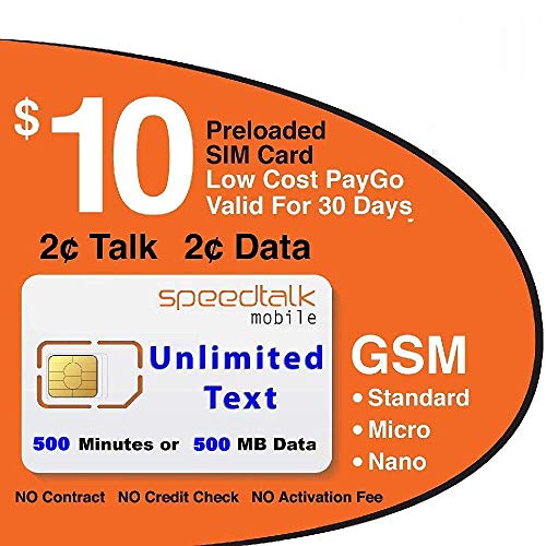 $10 GSM SIM Card Unlimited Text 2 Cents Per Minute 2 Cents Per MB Data 30-Day Wireless Service - //coolthings.us