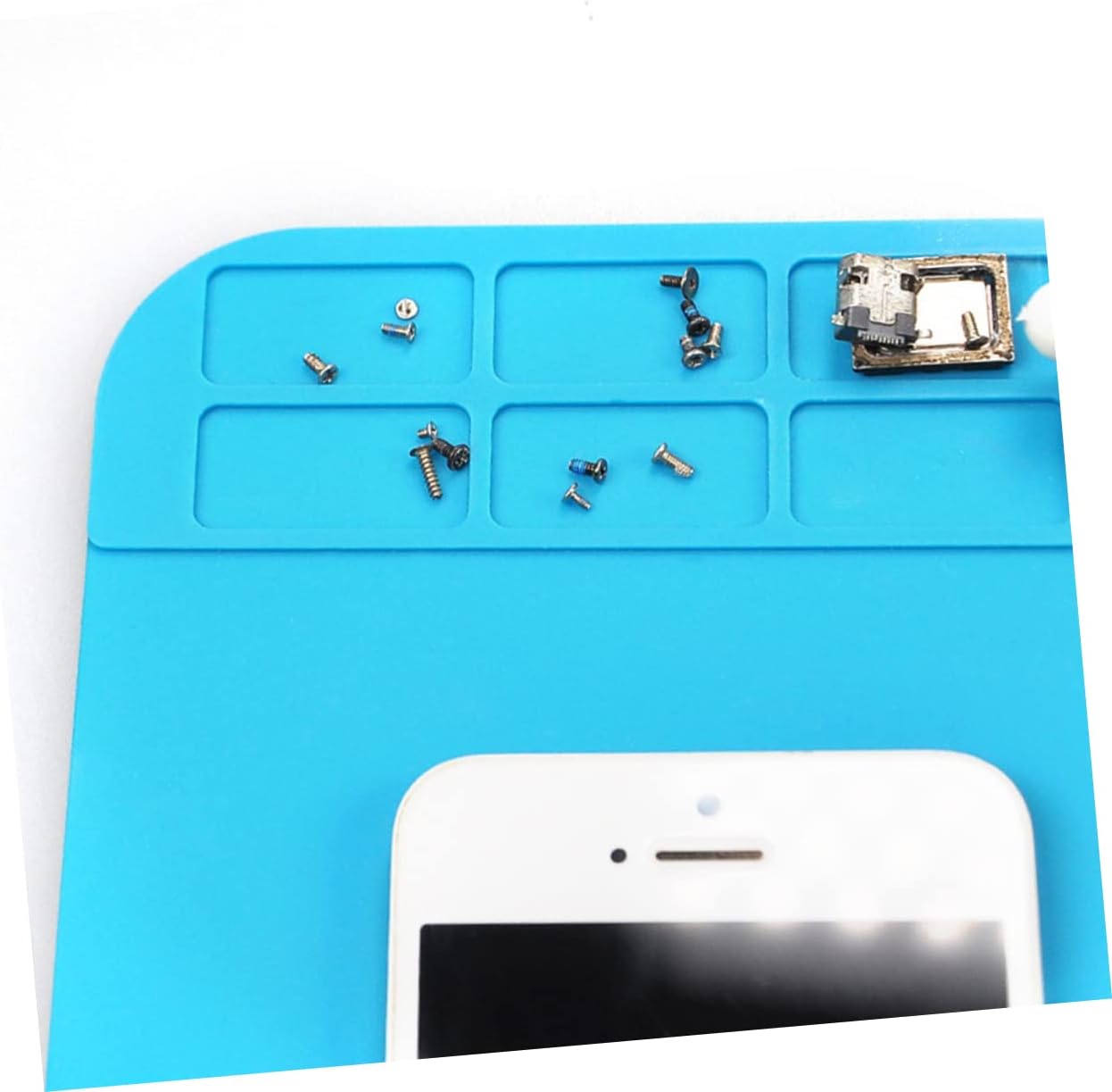 Angoily 26pcs Electronic Maintenance Mat Silicone Plate for Parts Heat Insulation Work Pad for Electronics Repair and Storage Organized Screw and Component Holder