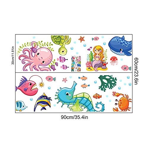 Wallpark Under Sea Animals Wall Decals Mermaid Seahorse Whale Octopus Fish Wall Stickers, Children Kids Baby Home Room Nursery Diy Decorative Adhesive Art Wall Mural #TOP5