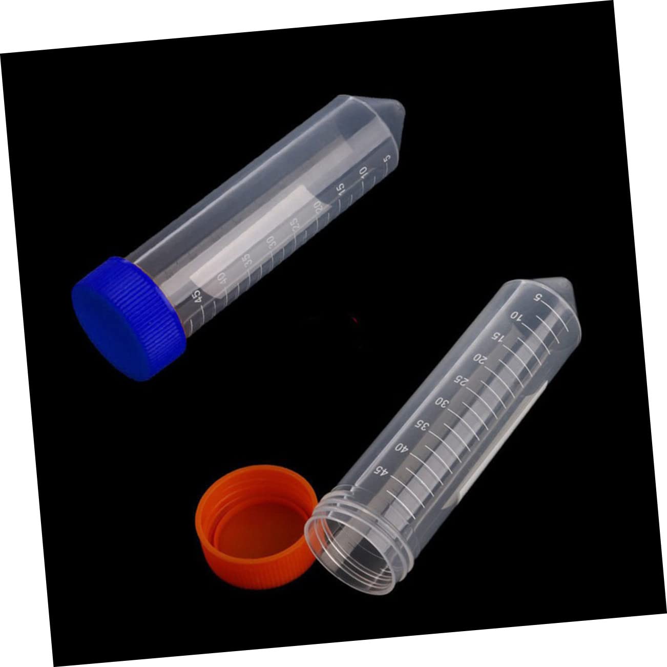 Provette Centrifughe 50ml 50 Pezzi in Plastica con Tappo a Vite | Trasparenza Elevata, Misurazione Precisa, Fondo Conico e Struttura Autoportante Colore Casuale