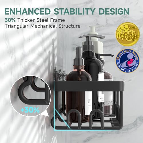 Veken Rustproof Shower Caddy 6-Pack, No Drilling & Waterproof Adhesive Shower Shelves Rack with Soap Holder, Large Capacity Bathroom Organizers and Storage, Wall-Mounted Kitchen & Home Decor - Image 3