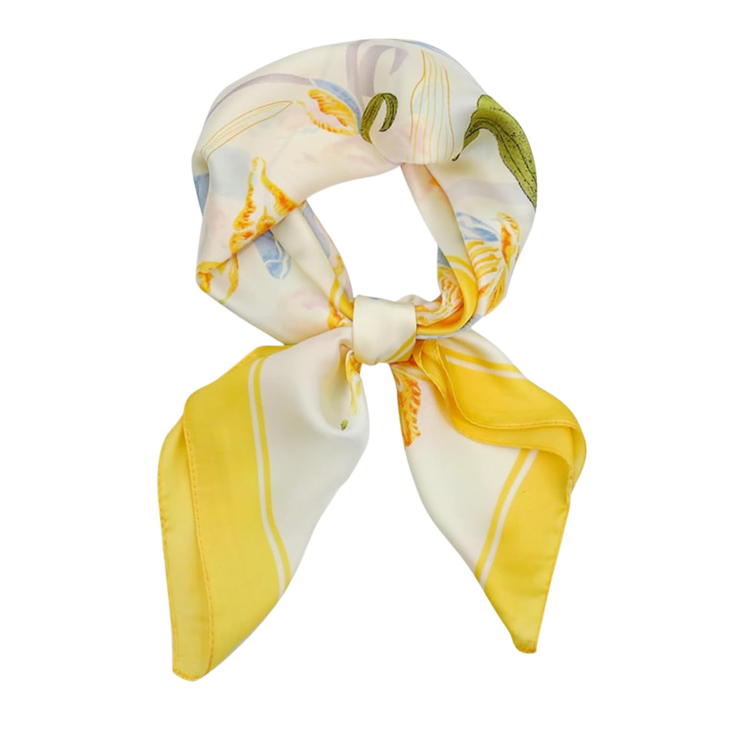 Neck Head Scarf for Women, Satin Silk Head Scarf – 27'' Square Elegant Floral Necktie Ribbon, Hair, Neck, and Handbag Accessory