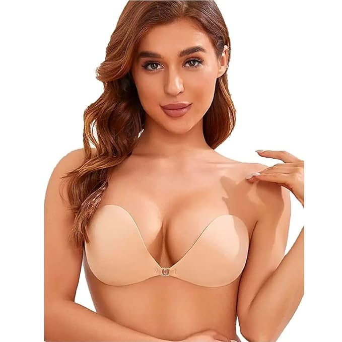 hometail Adhesive Reusable Strapless Self Silicone Push-up Invisible Sticky Bras (in, Cup Band, C, Skin)-picture-35