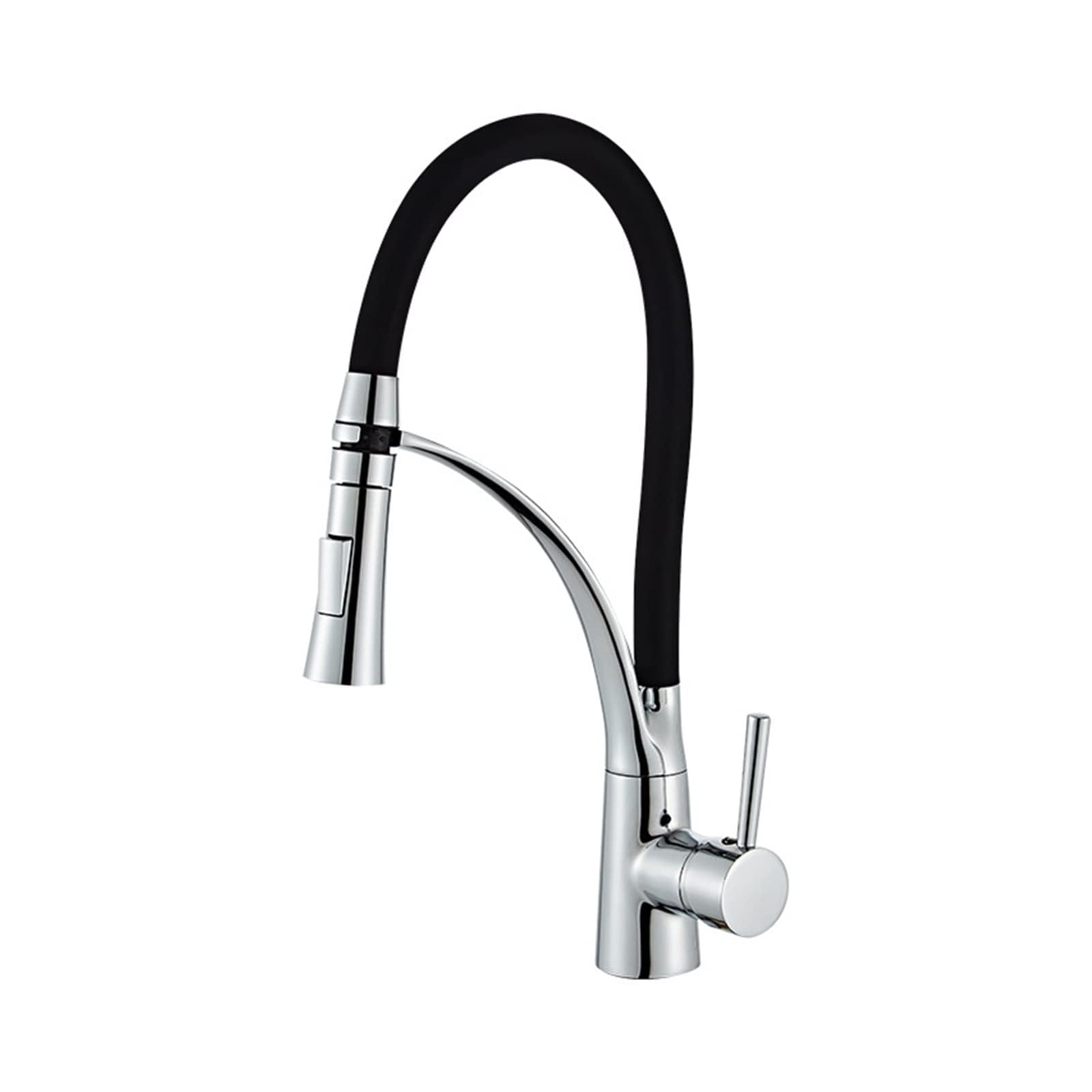 Mitigeur cuisine basse pression flexible noir mat douchette extractible robinet doré
