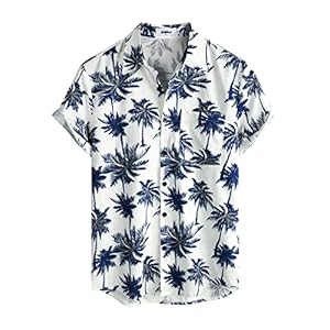VATPAVE Mens Hawaiian Floral Shirts Cotton Linen Casual Button Down Short Sleeve Beach Shirts