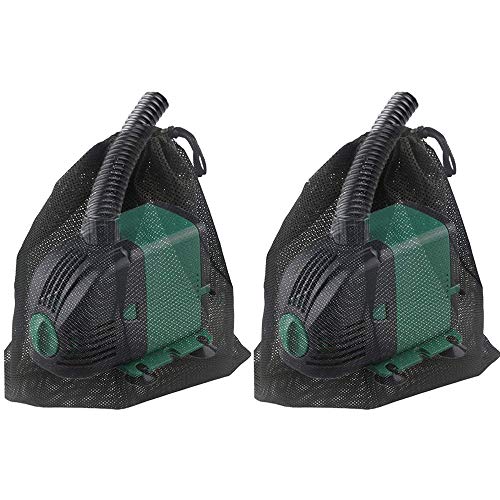 JAPI 2 Pack Pump Barrier Bag Pond Pump Filter Netting 14.5"x 15" Black Media Bag Large Pump Mesh Bag for Pond Biological Filters Aquarium Filtrationpond & Submersible Outdoor