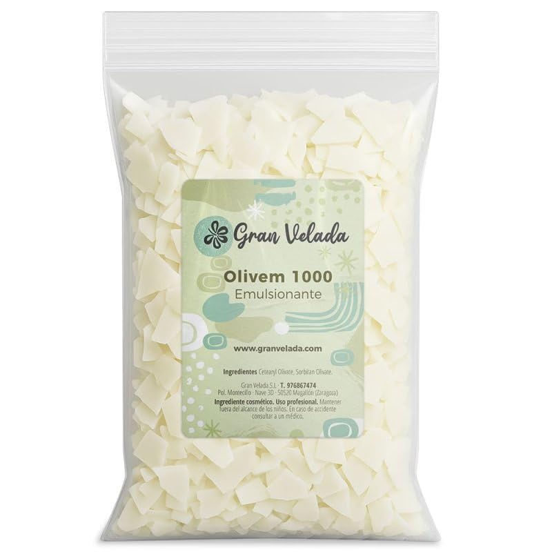 Gran Velada Olivem 1000 | Emulsionante Natural en Escamas para Cremas, Sérums y Cosmética DIY | Derivado del Aceite de Oliva | Libre de PEG | Autoemulsionante Agua-Aceite | 30 g