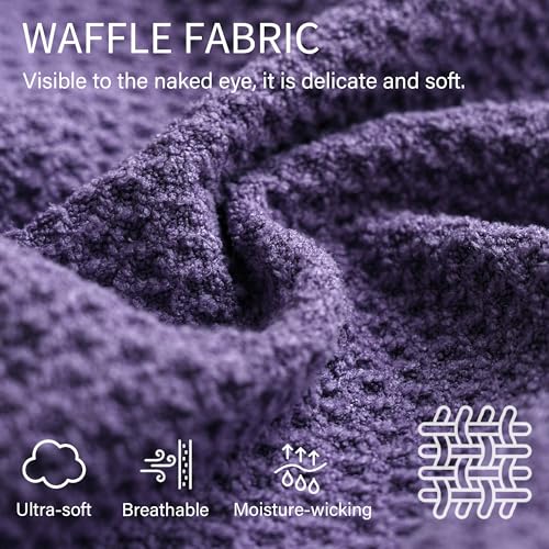 Image of ROLSHOL 2 Pack Microfiber Hair Towel Wrap for Women, 32 inch x 11 inch Waffle Weave Hair Plopping Towel for Curly, Long & Thick Hair, Anti-Frizz Hair Turbans for Wet Hair (Deep Purple,Light Purple)