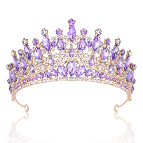 CAVETEE Birthday Crowns for Girls Purple Tiaras and Crowns for Women and Girls Princess Crown and Tiara for Birthday Queen Parties Pageant Prom