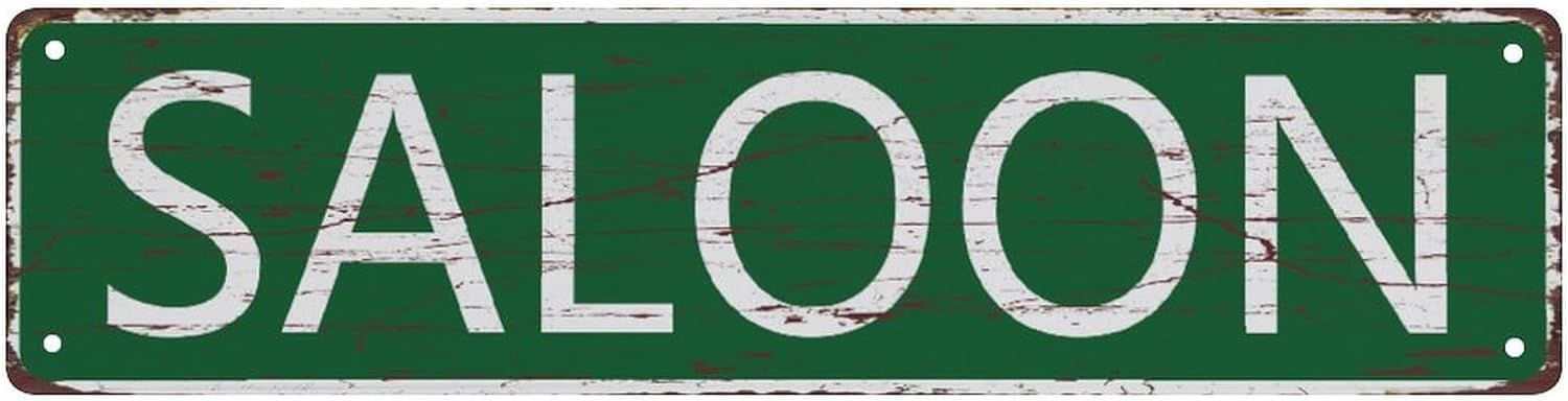 Peiyeety A004 Vintage Metal Tin Sign Decorative Wall Art Saloon Themed Sign, Rustic Style, Durable Waterproof Rustproof, For Home, Bar Decor, Western, Easy To Mount, 4X16 Inch