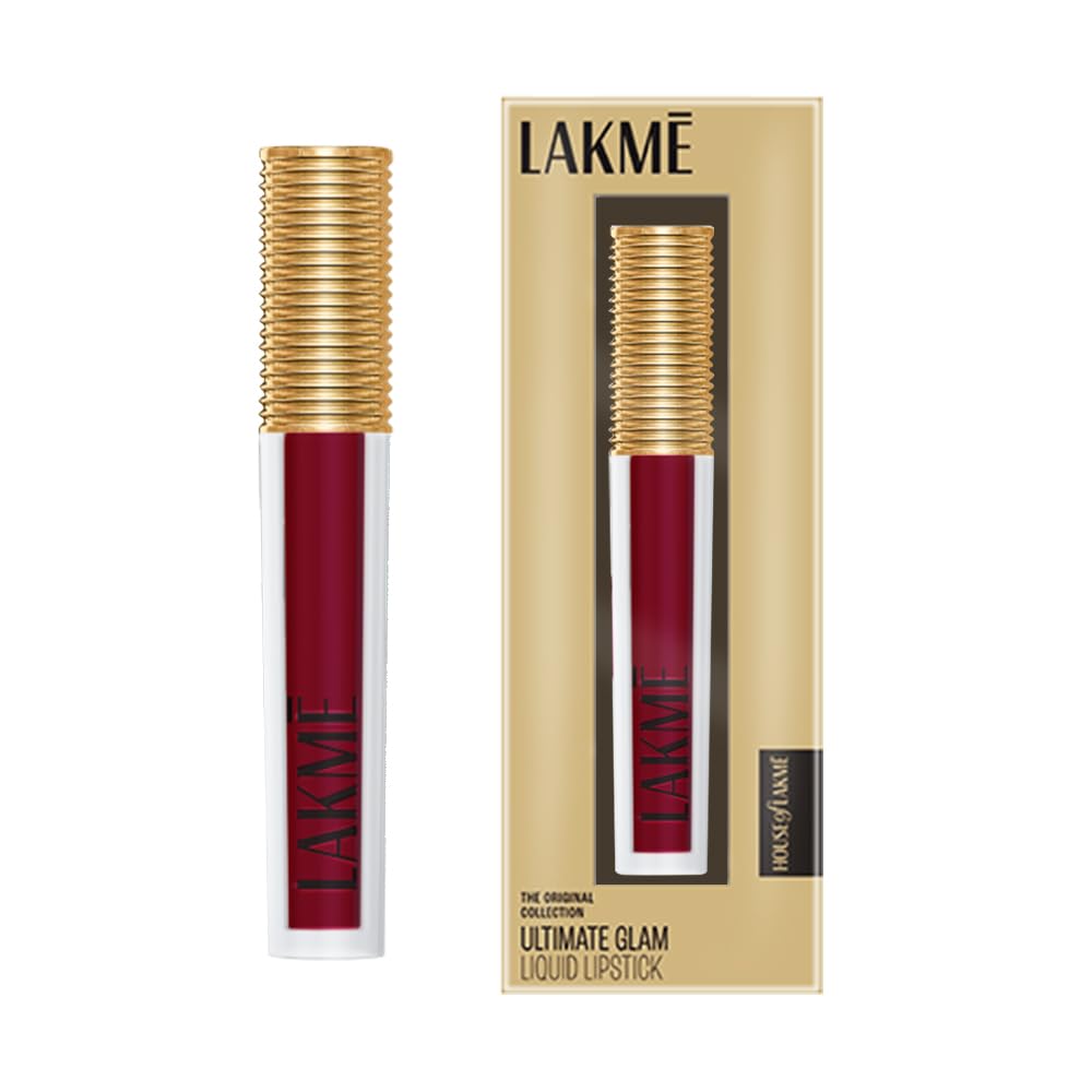 Lakme Ultimate Glam Liquid Lipstick, Red Wine | Moisturising Matte |Blurs Lip Lines | Non Sticky Formula | Intense Color Payoff | Long Lasting | Waterproof | 4.2 ml-image-35