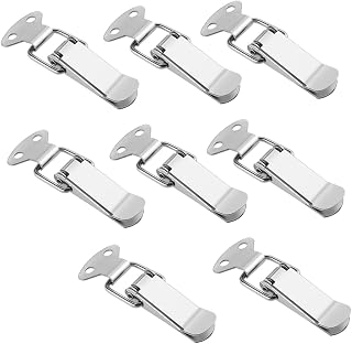 Uonlytech 8pcs Box Buckle Carassosories Wooden Cabinets Tool Box Metal Drawer Hasp Metal Buckle Metal Toggle Box Buckle Buckles Supplies Case Hasp Accessory Silver Small Spring Wooden Box