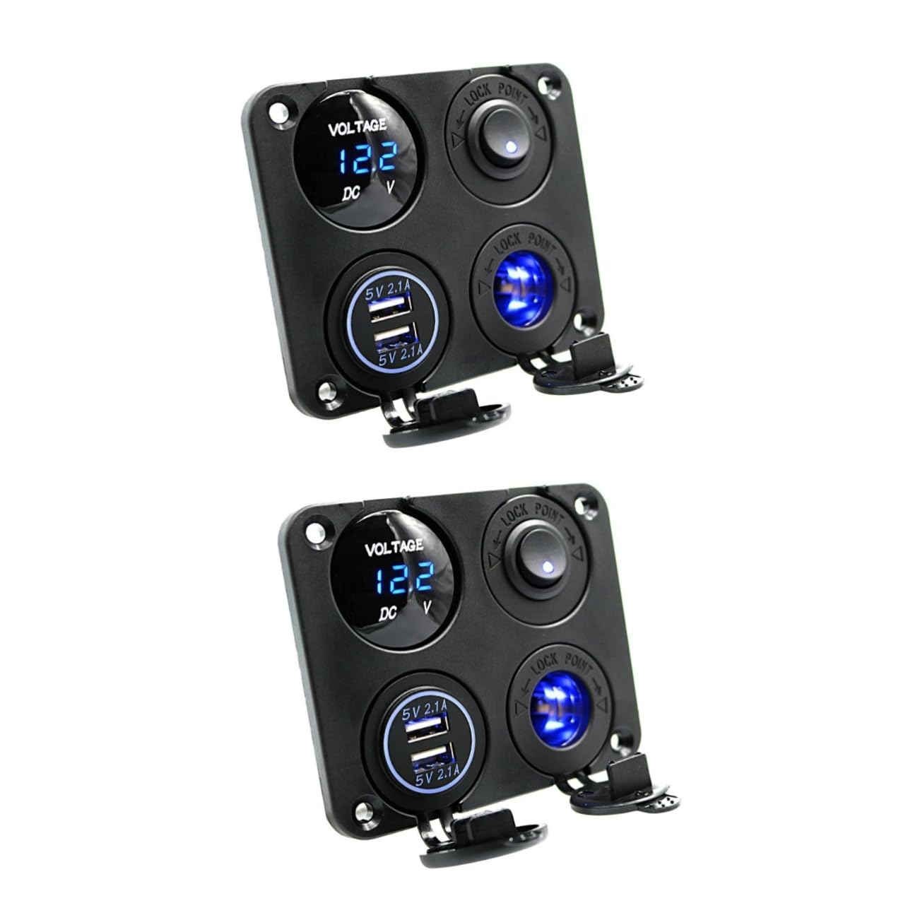 HOMSFOU 2 Pezzi 4 1 Convertitore Per Auto 21a Caricabatterie Usb Doppio Led Voltmetro 12-24v Tensione Universale Per Veicoli Barca