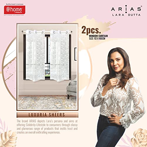 Image of @home by Nilkamal Arias Luxuria Sheers Floral Window Curtain Set of 2 White