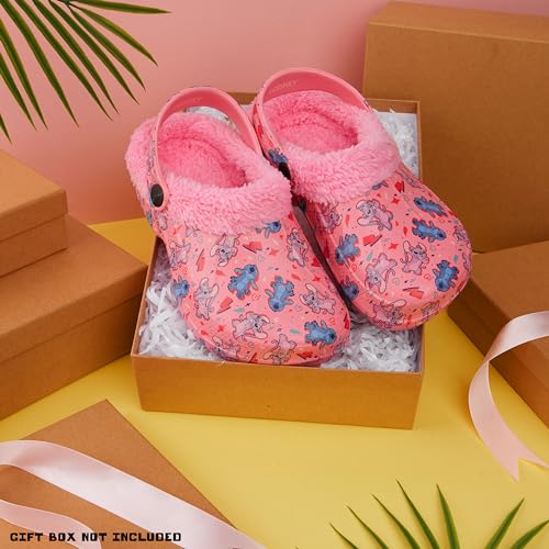 Image of Disney Stitch Clogs for Girls with Fleece Lining, Slip On Shoes, Cozy Indoor, Outdoor Winter Clogs, Cute Gifts for Girls