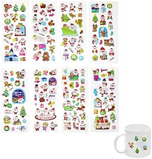 3D Christmas Stickers 8 Sheets, Kids Christmas Stickers Foam Christmas Stickers Christmas Puffy Stickers for Kids with Snowman, Reindeer, Tree, Bear, Santa Claus for Toys Gifts Crafts Decorations