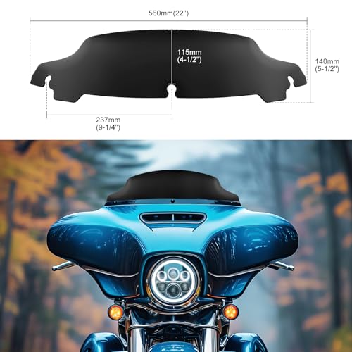 Image of JMTBNO Black 4.5 inch Wave Windshield Windscreen Compatible for 2014-2024 Harley Davidson Touring Street Glide /Electra Glide /Ultra Limited /Tri Glide FLHT FLHX FLHXS FLHTK