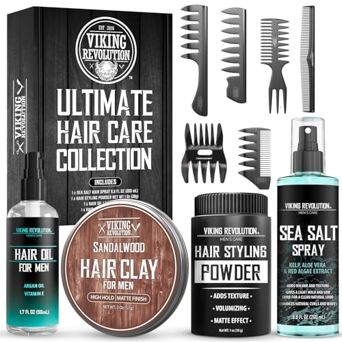 Viking Revolution Ultimate Hair Care Collection - Styling Hair Kit Includes Sea Salt Spray (8.8fl...