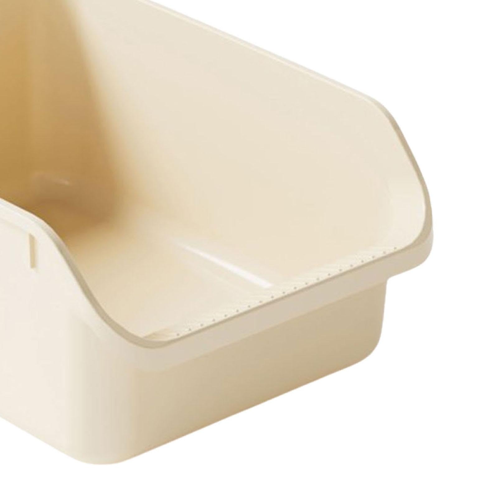 Offene Katzentoilette für Kätzchen, Katzenzubehör, Spritzschutz, Sandkasten, Halbgeschlossene Katzentoilette, Extra Groß, Beige