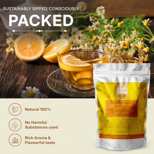 Image of Honey Lemon Green Tea Loose Leaf (100gm /3.5oz), Makes Upto 50 Servings