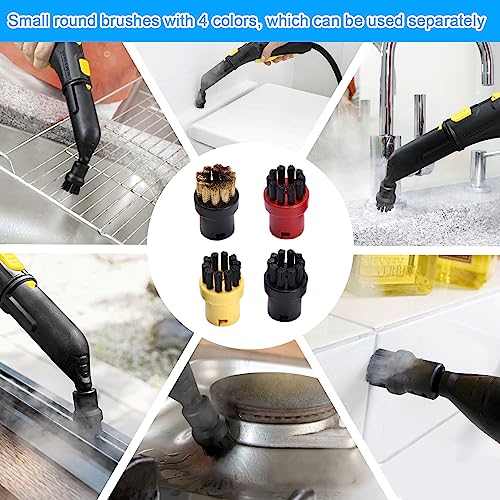 Kärch- Dampfreiniger Zubehör, Ersatzteile für Kärche-r enthält 4 Rundbürsten, 2 Rundbürste Gross und 1 Punktstrahldüse, Kompatibel Kärch-er SC1 SC2 SC3 SC4 SC5 SC7 CTK10