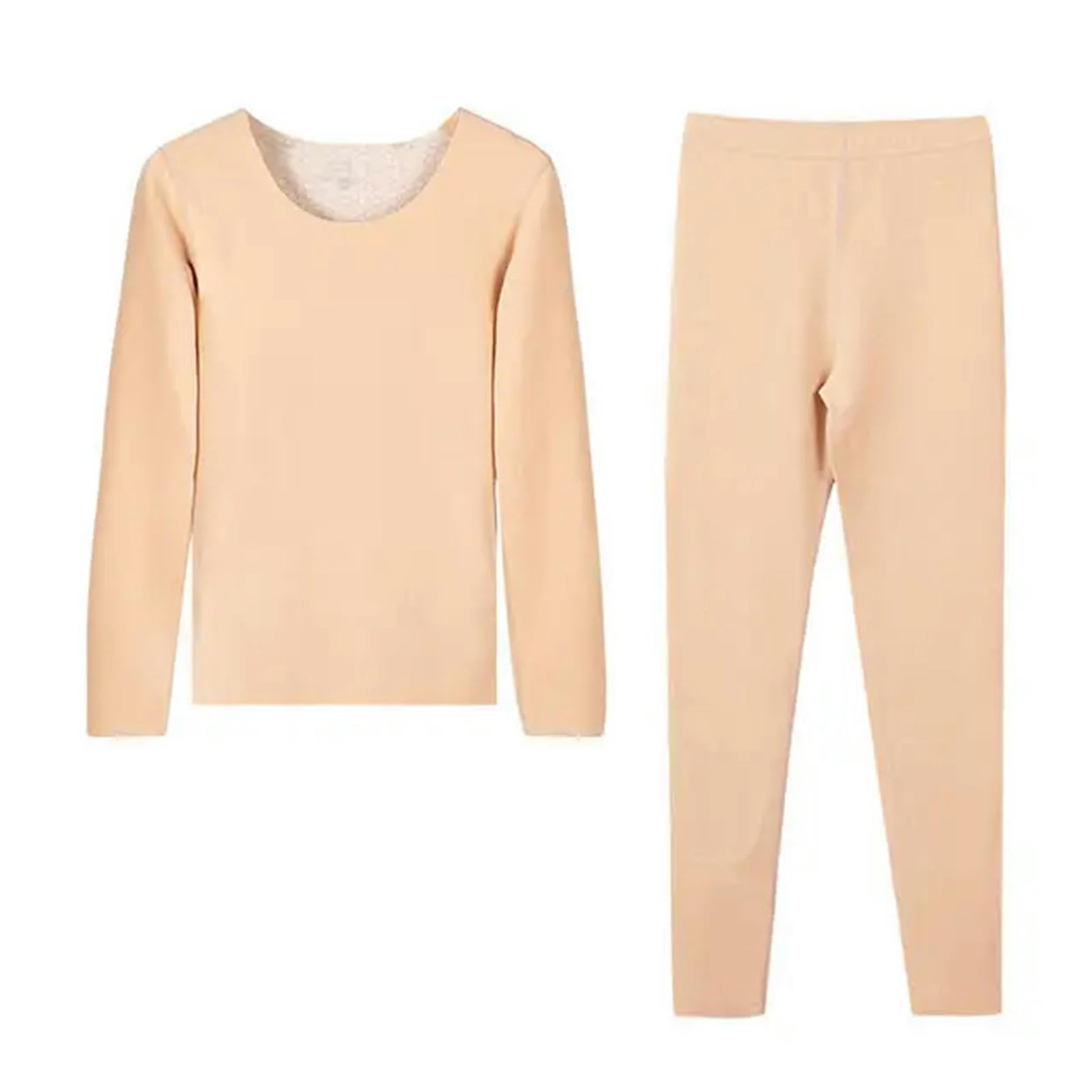 MdybF Ensembles Thermiques Femme Men De sous-Vêtements Thermiques pour Femmes Vêtements d'hiver Lingerie Chaude -Couleur De Peau des Femmes-M (40-50 Kg)