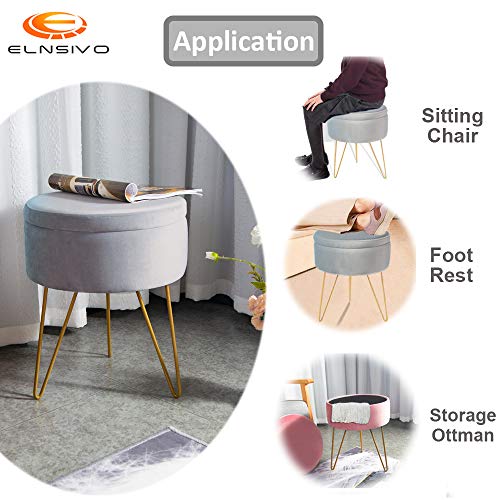 image for Elnsivo Velvet Storage Makeup Vanity Stool Footrest Ottoman Dressing U