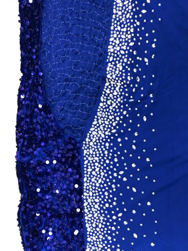 Image of PORRCEY Women's Sexy Rhinestone Lace Sheer Mesh Formal Evening Dress