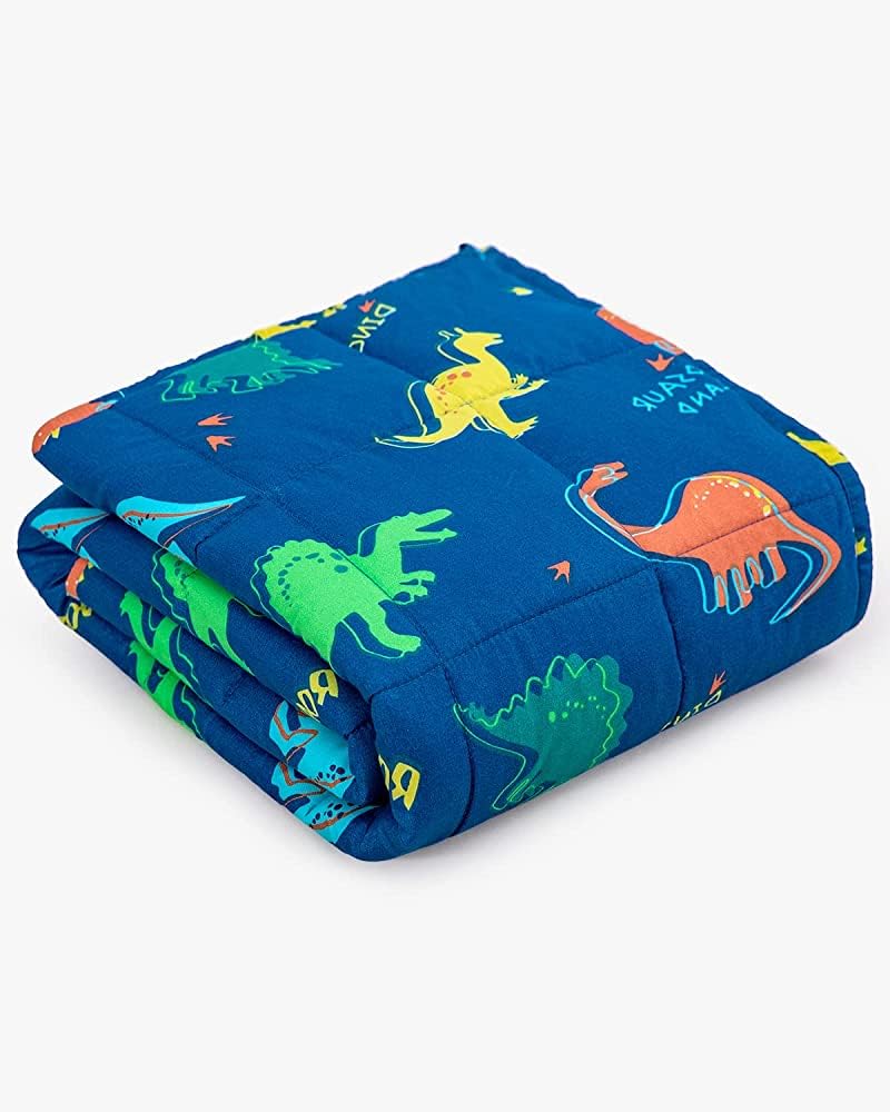 Sivio Gewichtsdecke 1,3 kg 90 x 120 cm Schwere Decke für Erholung und Schlaf Dinosaurier Blau