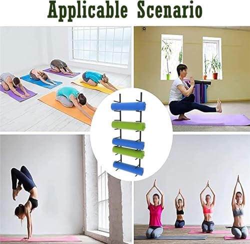 Support mural en bois pour tapis de yoga et suspension métal