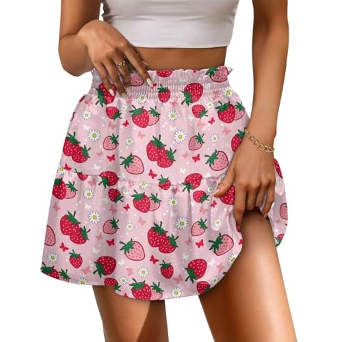 Women's Mini Skater Skirt High Waist Ruffle Soft Summer Short Skirt Dating Club Party Dress2