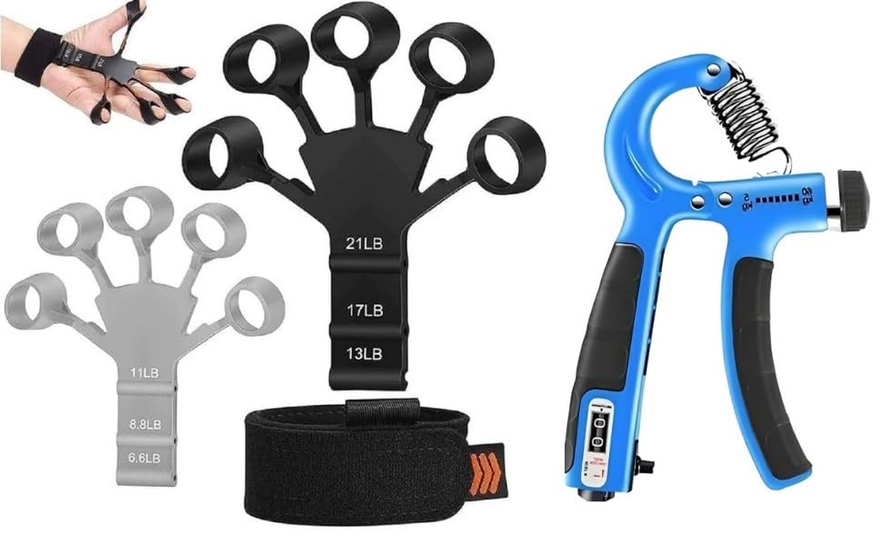 XYNO Hand Grip Strengthener Combo with Counter – 2 Finger Grippers for Forearm, Finger & Vein Training – Adjustable Resistance, Durable ABS Build, 1-Year Warranty – Home & Gym Workout Tool 4
