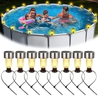 LYPPUL 8 Stück Solar Poolbeleuchtung für Frame Pools, Solar Teichbeleuchtung, Poolbeleuchtung solars Zaun Licht, LED Pool Beleuchtung Zubehör für Outdoor Garten, Zaun, Treppen, Terrasse, Hof