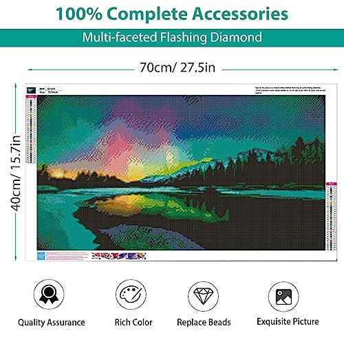 Image of HASTHIP 5D Diamond Painting Kit for Adults, Aurora Lake, 27.5x15.7in