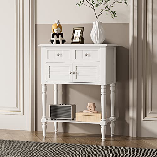 Knowlife Console Table with 2-Door Cabinet & 2 Drawers, Sofa Tables, Entryway Table with Storage Shelf, Coffee Bar Buffet Sideboard for Kitchen, Hallway, Dining, Living Room, White Knowlife Console Table with 2-Door Cabinet & 2 Drawers, Sofa Tables, Entryway Table with Storage Shelf, Coffee Bar Buffet Sideboard for Kitchen, Hallway, Dining, Living Room, White