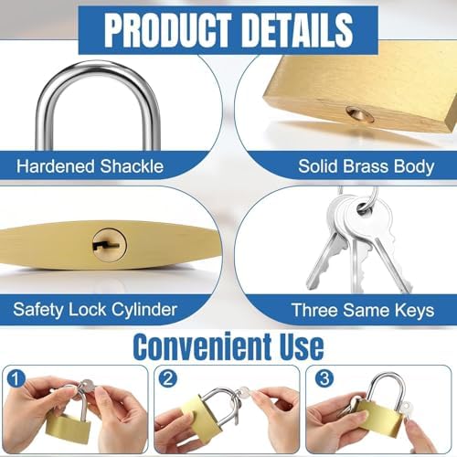 30mm Heavy Duty Stainless Steel Lock Set 6 Pack Keyed Alike Weatherproof Small Daily Use Keyed Padlock Lock Kit Anti Pick Stable Picking Resistant Security Locks for Luggage School Lockers - 3