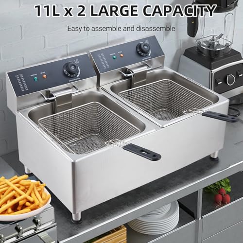 Towallmark 22L Electric Fryer, 23.2QT Fryers With Baskets Large, 3400W Portable Deep Fryer For Restaurant And Home Use, Electric Deep Fryer With Basket And Lid