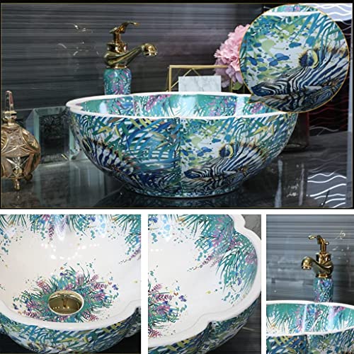 Nowoczesna Ceramiczna Umywalka Nablatowa Do Łazienki, Konstrukcja Nablatowa Poprawiająca Estetykę Łazienki, Umywalka Artystyczna, Zestaw 42 * 15 Cm, Zestaw 42 * 15 Cm