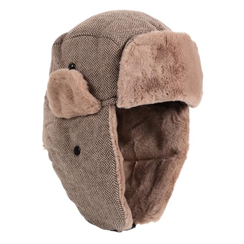 Totority Warm Cotton Hat Winter Outdoor Hunting Hat Windproof Ear Fluffy Protection Coffee