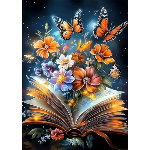 NEWENMO 5D Libri e Fiori Diamond Painting Kit Completo,Farfalla Pittura Diamante Kit per Adulti Principianti,DIY Miracoloso Diamond Art Kits,Adatto per la Decorazione Domestica e Ufficio,30x40cm NEWENMO 5D Libri e Fiori Diamond Painting Kit Completo,Farfalla Pittura Diamante Kit per Adulti Principianti,DIY Miracoloso Diamond Art Kits,Adatto per la Decorazione Domestica e Ufficio,30x40cm